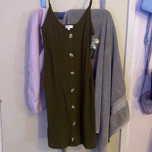 Summery olive green stretchy dress hugs body perfectly, brand new